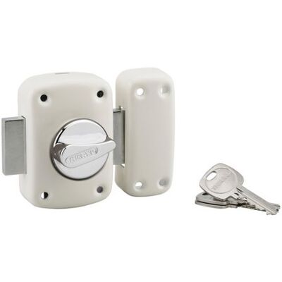 THIRARD - Verrou à bouton Corvette pour porte dentrée cylindre 45mm acier 3 clés époxy blanc - THIRARD - Publicité THIRARD - Verrou à bouton Corvette pour porte dentrée cylindre 45mm acier 3 clés époxy blanc - THIRARD - Publicité