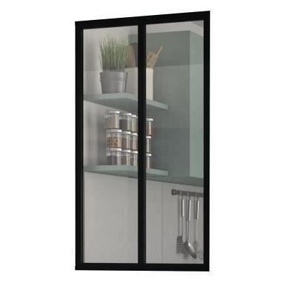 Kit verrière fixe - OPTIMUM - Aluminium - 2 carreaux - H117 X L69 5 cm - Noir sablé Noir - Publicité Kit verrière fixe - OPTIMUM - Aluminium - 2 carreaux - H117 X L69 5 cm - Noir sablé Noir - Publicité