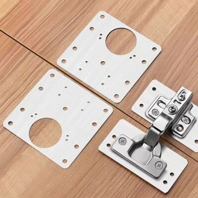BEAUTY REINA PLUS 4 Pièces plaque de réparation de charnière de porte de placard de cuisine avec trou supports de fixation plats en acier inoxydable - Publicité BEAUTY REINA PLUS 4 Pièces plaque de réparation de charnière de porte de placard de cuisine avec trou supports de fixation plats en acier inoxydable - Publicité