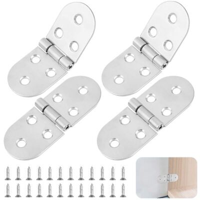 AIMOONSA Lot de 4 charnières rondes pliables 180° en inox 80×30 mm pour table pliante et meubles - 24 vis - Publicité AIMOONSA Lot de 4 charnières rondes pliables 180° en inox 80×30 mm pour table pliante et meubles - 24 vis - Publicité