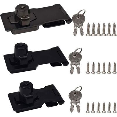 PANDD 3 Pièces Moraillon De Verrouillage Alliage Zinc Cadenas Moraillon Tiroir Armoire Serrures Boulon De Porte Loquet Boucle Avec Caden Noir - Publicité PANDD 3 Pièces Moraillon De Verrouillage Alliage Zinc Cadenas Moraillon Tiroir Armoire Serrures Boulon De Porte Loquet Boucle Avec Caden Noir - Publicité