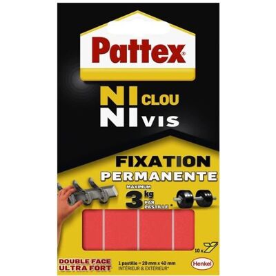 Pattex Ni Clou Ni Vis - Patch adhésif - Supporte 2,75kg - Publicité Pattex Ni Clou Ni Vis - Patch adhésif - Supporte 2,75kg - Publicité