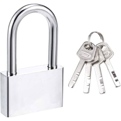 LIAIKI Cadenas 50 mm Cadenas à 4 clés Boîtier en Acier TrempéLongue Anse Diamètre 8 mmExterieur Etanche Cadenas - Publicité LIAIKI Cadenas 50 mm Cadenas à 4 clés Boîtier en Acier TrempéLongue Anse Diamètre 8 mmExterieur Etanche Cadenas - Publicité
