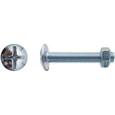 100 Boulons Poêlier Tête Ronde Large Fendue en Croix 6 x 80 mm - NFE 25129/4032 - Zingué blanc - D-Work Blanc - Publicité 100 Boulons Poêlier Tête Ronde Large Fendue en Croix 6 x 80 mm - NFE 25129/4032 - Zingué blanc - D-Work Blanc - Publicité