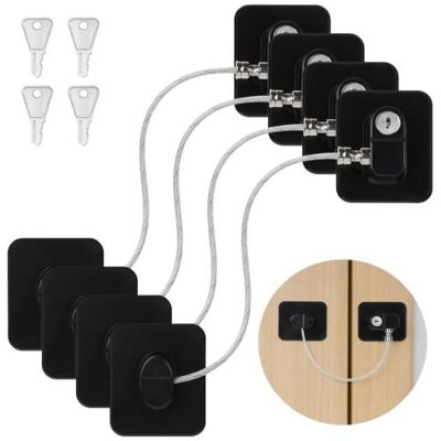 Securité Fenetre - 4 Pièces - Cadenas Noir - Forte Adhésif - Sans Perçage - Publicité Securité Fenetre - 4 Pièces - Cadenas Noir - Forte Adhésif - Sans Perçage - Publicité