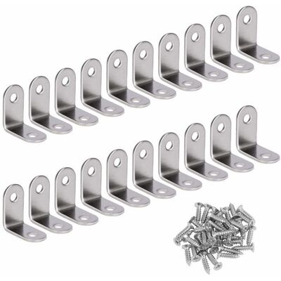 AIMOONSA Équerres dangle inox 30x30x16 mm - Lot 20 + 40 vis supports en L Gris - Publicité AIMOONSA Équerres dangle inox 30x30x16 mm - Lot 20 + 40 vis supports en L Gris - Publicité