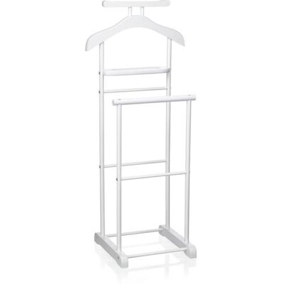 CARO-MÖBEL Valet de chambre MEDINA chevalet de nuit double portant pour vêtements en MDF et métal laqué blanc Blanc - Publicité CARO-MÖBEL Valet de chambre MEDINA chevalet de nuit double portant pour vêtements en MDF et métal laqué blanc Blanc - Publicité