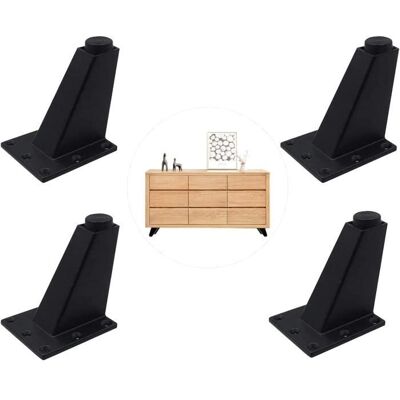 RICEEL Lot de 4 pieds réglables pour meubles en aluminium noir — supports antirouille pour canapé table armoire cuisine Noir - Publicité RICEEL Lot de 4 pieds réglables pour meubles en aluminium noir — supports antirouille pour canapé table armoire cuisine Noir - Publicité