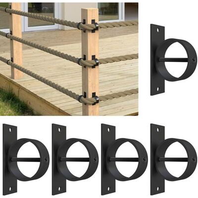 JORMFTTE Lot 5 Supports Corde Chanvre Noirs 5cm + Vis inox décoratif clôture/escalier/terrasse/plafond . Noir - Publicité JORMFTTE Lot 5 Supports Corde Chanvre Noirs 5cm + Vis inox décoratif clôture/escalier/terrasse/plafond . Noir - Publicité