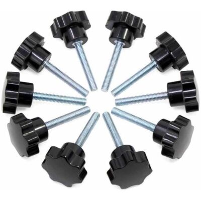 Boutons de serrage - FOLAYA - M6x40 - Plastique noir - Lot de 10 - Filetage femelle en laiton Blanc - Publicité Boutons de serrage - FOLAYA - M6x40 - Plastique noir - Lot de 10 - Filetage femelle en laiton Blanc - Publicité