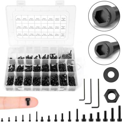 READ (1290 Pièces) Assortiment Vis Ecrou & Rondelles M2 M3 & M4 - Boite Visserie Métrique - Boulons Clés Allen - Acier Allié 129 - Publicité READ (1290 Pièces) Assortiment Vis Ecrou & Rondelles M2 M3 & M4 - Boite Visserie Métrique - Boulons Clés Allen - Acier Allié 129 - Publicité