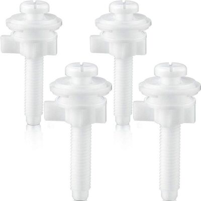 Vis Fixation Abattant WC Boulons Charnière Plastique Avec Écrous Et Rondelles Blanc Lot De 4 Universel - Publicité Vis Fixation Abattant WC Boulons Charnière Plastique Avec Écrous Et Rondelles Blanc Lot De 4 Universel - Publicité