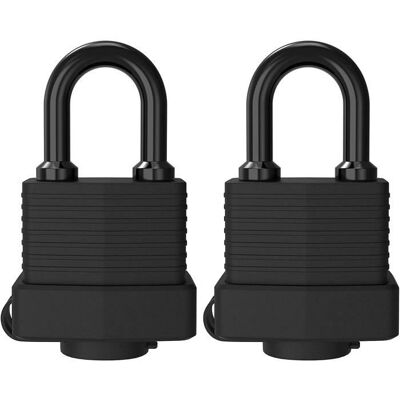 Cadenas - Antivol - Laiton étanche - 2 pièces - 4 clés - Noir - Publicité Cadenas - Antivol - Laiton étanche - 2 pièces - 4 clés - Noir - Publicité