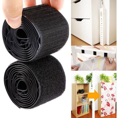 Noir Bande auto-agrippant Ruban adhésif autocollant crochet attache nylon 1mx50mm Noir - Publicité Noir Bande auto-agrippant Ruban adhésif autocollant crochet attache nylon 1mx50mm Noir - Publicité