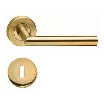 Paire de Poignées de porte VIF PVD OR sur Rosaces Rondes 1535 inox 304 KLOSE besser - Rosace: +1 Paire de rosaces à trou de Jaune - Publicité Paire de Poignées de porte VIF PVD OR sur Rosaces Rondes 1535 inox 304 KLOSE besser - Rosace: +1 Paire de rosaces à trou de Jaune - Publicité