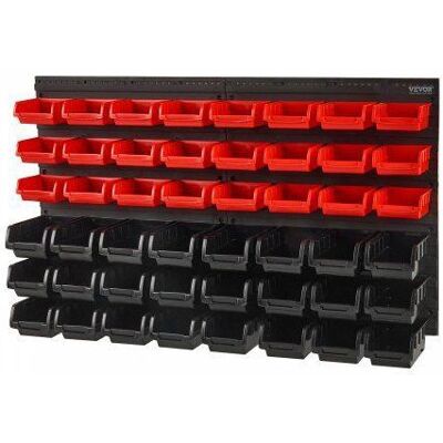 VEVOR Étagère Bac à Bec Plastique 48 boîtes empilables atelier garage organise vis écrous boulons noir/rouge - Publicité VEVOR Étagère Bac à Bec Plastique 48 boîtes empilables atelier garage organise vis écrous boulons noir/rouge - Publicité