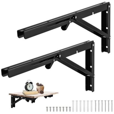 ®RisingFF 2PCS Équerres Pliantes pour Etagère 500 x170mm Support Equerre Murale Pliable Charge Lourd en Acier Inoxydable - Noir - Publicité ®RisingFF 2PCS Équerres Pliantes pour Etagère 500 x170mm Support Equerre Murale Pliable Charge Lourd en Acier Inoxydable - Noir - Publicité