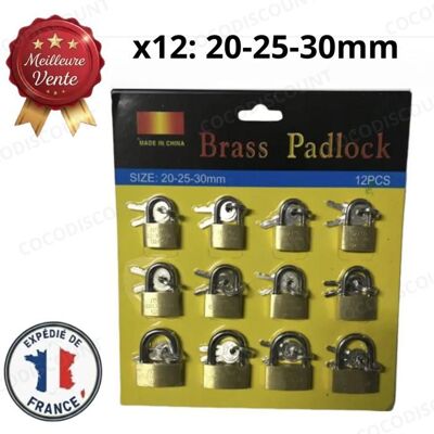 Cobye - Lot 12 Cadenas en Laiton 20 25 30 mm – 2 Clés par Cadenas – Sécurité Maison Casier Coffre - Publicité Cobye - Lot 12 Cadenas en Laiton 20 25 30 mm – 2 Clés par Cadenas – Sécurité Maison Casier Coffre - Publicité