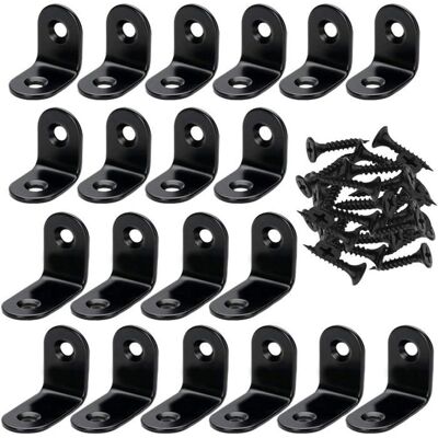Lot de 20 supports dangle en forme de L avec 40 vis équerres dangle pour bois en acier inoxydable Noir - Publicité Lot de 20 supports dangle en forme de L avec 40 vis équerres dangle pour bois en acier inoxydable Noir - Publicité