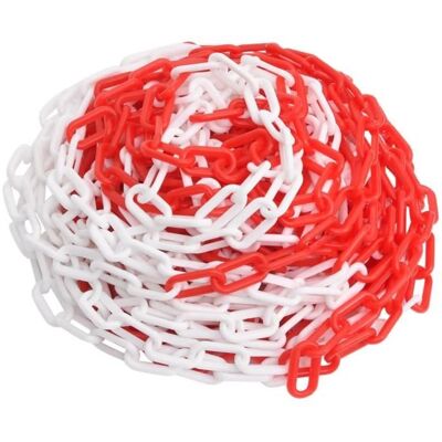 LesSaisons Chaîne davertissement Rouge et blanc 30 m Ø8 mm Plastique Blanc - Publicité LesSaisons Chaîne davertissement Rouge et blanc 30 m Ø8 mm Plastique Blanc - Publicité