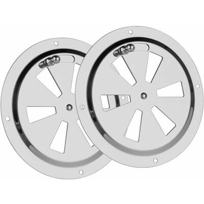 Grille daération ronde - DEMA - Acier inoxydable - Diamètre 125 mm - Lot de 2 pièces - Volets réglables - Publicité Grille daération ronde - DEMA - Acier inoxydable - Diamètre 125 mm - Lot de 2 pièces - Volets réglables - Publicité