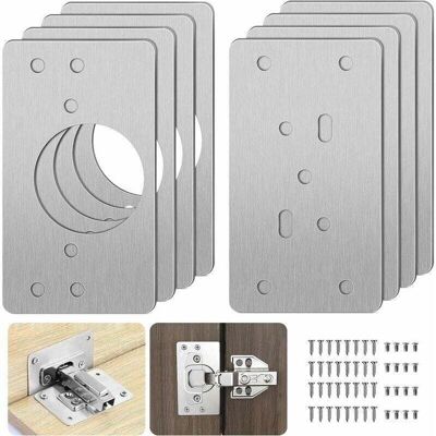 Plaque de réparation de charnière - AIMOONSA - Kit 8 pièces - Inox - 48 vis - À visser Gris - Publicité Plaque de réparation de charnière - AIMOONSA - Kit 8 pièces - Inox - 48 vis - À visser Gris - Publicité