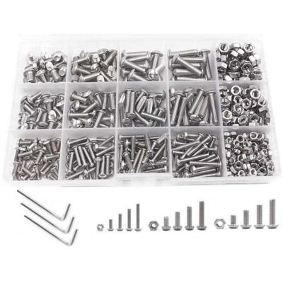 Kit de 500 vis et écrous à tête cylindrique creuse en acier inoxydable - Publicité Kit de 500 vis et écrous à tête cylindrique creuse en acier inoxydable - Publicité