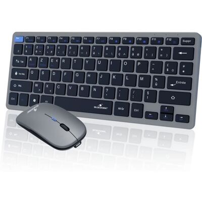 Ensemble Clavier Souris sans fil - BLUESTORK - Pack Mini - Bluetooth & Dongle - Ultra fin et léger - Nomade Télétravail Gris - Publicité Ensemble Clavier Souris sans fil - BLUESTORK - Pack Mini - Bluetooth & Dongle - Ultra fin et léger - Nomade Télétravail Gris - Publicité