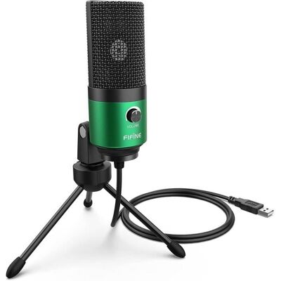 Microphone USB - FIFINE - K669G - Micro à Condensateur - Unidirectionnel - Enregistrement Studio Vert - Publicité Microphone USB - FIFINE - K669G - Micro à Condensateur - Unidirectionnel - Enregistrement Studio Vert - Publicité