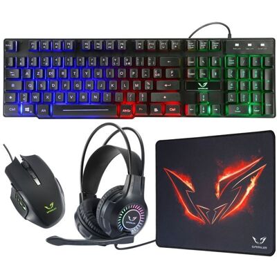 WE Gamium bundle 4-en-1 pour PC Casque micro + clavier + souris + tapis de souris Noir - Publicité WE Gamium bundle 4-en-1 pour PC Casque micro + clavier + souris + tapis de souris Noir - Publicité
