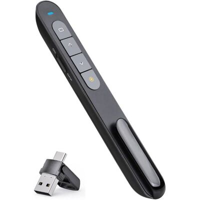 SANYU Télécommande de Présentation 2-en-1 USB-C Pointeur Laser & Cliqueur PowerPoint Sans Fil 2.4GHz Compatible PC/Mac - Publicité SANYU Télécommande de Présentation 2-en-1 USB-C Pointeur Laser & Cliqueur PowerPoint Sans Fil 2.4GHz Compatible PC/Mac - Publicité