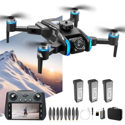 BYTELIKE Drone 3 batteries 5G résistant au vent objectif réglable électroniquement à 180° télécommande LCD affichage électronique Noir - Publicité BYTELIKE Drone 3 batteries 5G résistant au vent objectif réglable électroniquement à 180° télécommande LCD affichage électronique Noir - Publicité