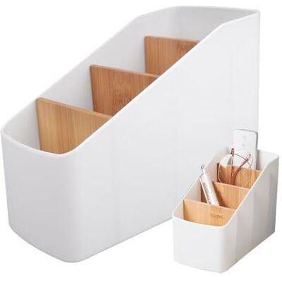 CARTLY MARKET Support de Télécommande Boîte De Rangement De Bureau avec 4 Poches Amovible Télécommande Compartiments Boîte De Rangement Blanc - Publicité CARTLY MARKET Support de Télécommande Boîte De Rangement De Bureau avec 4 Poches Amovible Télécommande Compartiments Boîte De Rangement Blanc - Publicité