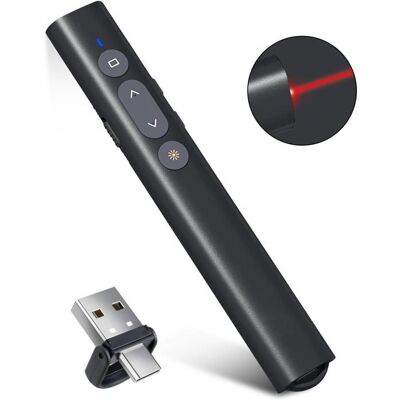 DASINKO Pointeur Laser Powerpoint Sans Fil 2.4GHz USB 100M Lumière Pointeur Télécommande Volume Stylo avec Flip PowerPoint Clic - Publicité DASINKO Pointeur Laser Powerpoint Sans Fil 2.4GHz USB 100M Lumière Pointeur Télécommande Volume Stylo avec Flip PowerPoint Clic - Publicité