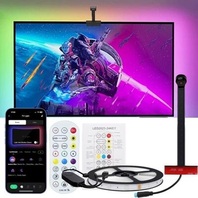 YIKXIULF Ruban LED RGB TV - Ambilight - Avec Caméra AR - Sync Écran Dynamique - Contrôle Bluetooth/Télécommande USB - 3M - Publicité YIKXIULF Ruban LED RGB TV - Ambilight - Avec Caméra AR - Sync Écran Dynamique - Contrôle Bluetooth/Télécommande USB - 3M - Publicité