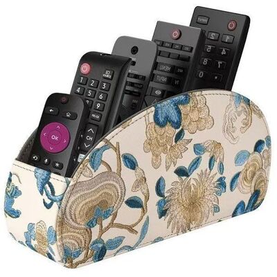 Porte-télécommandes à 5 compartiments - AOP - Boîte de rangement de bureau en cuir PU pour télécommandes (Bleu brodé) - Publicité Porte-télécommandes à 5 compartiments - AOP - Boîte de rangement de bureau en cuir PU pour télécommandes (Bleu brodé) - Publicité