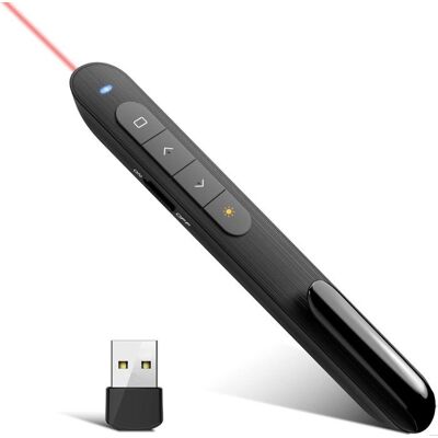 ROBUSTRIA Pointeur laser de présentation pour télécommande Powerpoint télécommande de présentation sans fil 24 GHz (noir) Noir - Publicité ROBUSTRIA Pointeur laser de présentation pour télécommande Powerpoint télécommande de présentation sans fil 24 GHz (noir) Noir - Publicité