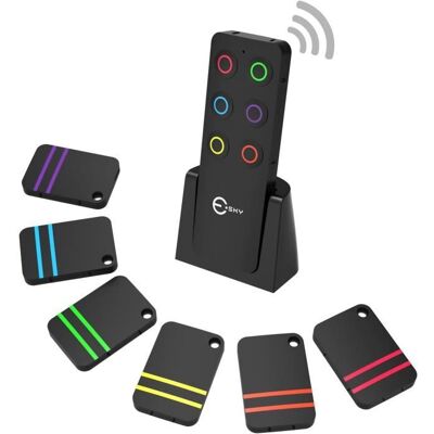 Localisateur de Clés - ESKY - RF 80 DB - 6 Récepteurs - Portable - Autonomie 6-12 mois Noir - Publicité Localisateur de Clés - ESKY - RF 80 DB - 6 Récepteurs - Portable - Autonomie 6-12 mois Noir - Publicité