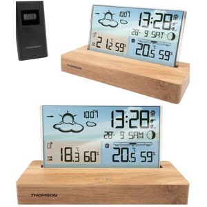 Station météo - THOMSON - Bois Clair - Affichage digital - Hygromètre - Réveil double alarme Marron - Publicité Station météo - THOMSON - Bois Clair - Affichage digital - Hygromètre - Réveil double alarme Marron - Publicité