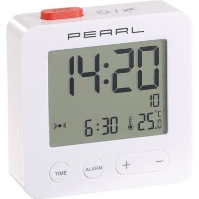 Réveil de voyage - Pearl - Radio-piloté - Thermomètre intégré - Compact - Piles AAA Blanc - Publicité Réveil de voyage - Pearl - Radio-piloté - Thermomètre intégré - Compact - Piles AAA Blanc - Publicité