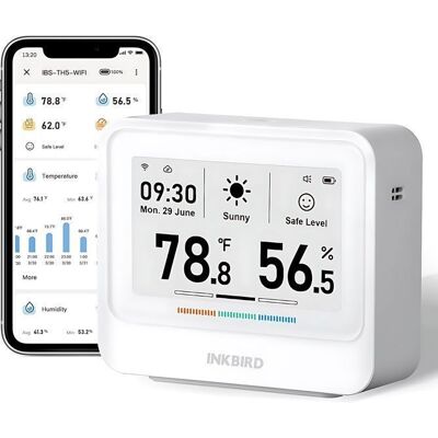 Station Météo Sans fil INKBIRD IBS-TH5 WIFIThermomètre Hygromètre 9-en-1Temperature/ Humiditeet Prévisions en Temps Réel App Blanc - Publicité Station Météo Sans fil INKBIRD IBS-TH5 WIFIThermomètre Hygromètre 9-en-1Temperature/ Humiditeet Prévisions en Temps Réel App Blanc - Publicité