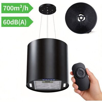 FIREGAS Hotte îlot suspendue 35 cm 700 m³/h 3 vitesses éclairage LED arrêt différé 2 filtres à charbon – Noir Noir - Publicité FIREGAS Hotte îlot suspendue 35 cm 700 m³/h 3 vitesses éclairage LED arrêt différé 2 filtres à charbon – Noir Noir - Publicité