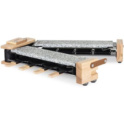 Appareil à raclette - HKOENIG - WOD362 - 1400 W - Jusquà 8 personnes - Pierre à cuire base rotative - Design bois Gris - Publicité Appareil à raclette - HKOENIG - WOD362 - 1400 W - Jusquà 8 personnes - Pierre à cuire base rotative - Design bois Gris - Publicité
