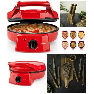 LIVOO Four à Pizza Rouge et tartes avec Grill Plancha Revêtement Pierre antiadhésif Puissance 1800 W pancakes omelettes quiches + SET Rouge - Publicité LIVOO Four à Pizza Rouge et tartes avec Grill Plancha Revêtement Pierre antiadhésif Puissance 1800 W pancakes omelettes quiches + SET Rouge - Publicité