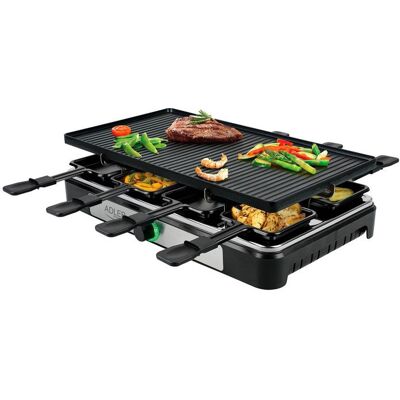 Appareil à Raclette électrique ADLER AD6616 avec poêle -Gril plancha sans fumée de style moderne pour 8 personnes 1400W Noir - Publicité Appareil à Raclette électrique ADLER AD6616 avec poêle -Gril plancha sans fumée de style moderne pour 8 personnes 1400W Noir - Publicité