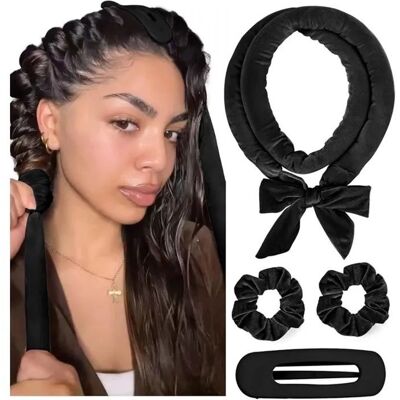 NOBRAND Boucleur de cheveux sans chaleur lot de 4 accessoires bande de bouclage avec chouchous et pince noir - Publicité NOBRAND Boucleur de cheveux sans chaleur lot de 4 accessoires bande de bouclage avec chouchous et pince noir - Publicité