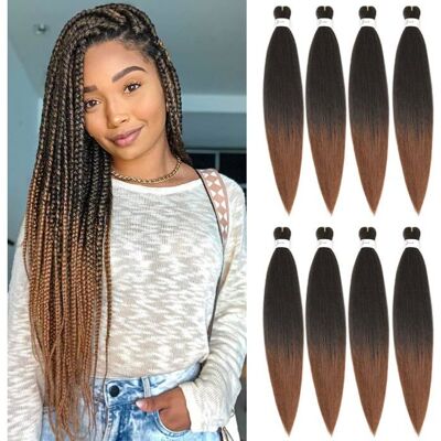 Extensions de cheveux tressés pré-étirés - ESTAMPILLE - Fibre synthétique Kanekalon - 61 cm - Lot de 8 - Publicité Extensions de cheveux tressés pré-étirés - ESTAMPILLE - Fibre synthétique Kanekalon - 61 cm - Lot de 8 - Publicité