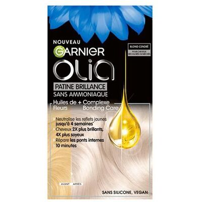 Garnier Olia Patine Brillance Coloration Semi-Permanente Blond Cendré - Publicité Garnier Olia Patine Brillance Coloration Semi-Permanente Blond Cendré - Publicité