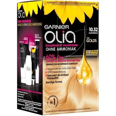 Garnier Olia Coloration Permanente - Or Platine - Sans Ammoniaque, Huiles Naturelles - Publicité Garnier Olia Coloration Permanente - Or Platine - Sans Ammoniaque, Huiles Naturelles - Publicité
