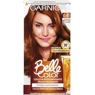 Garnier - Coloration Permanente Belle Color - 6.41 Chatain Tres Clair Cuivré - Publicité Garnier - Coloration Permanente Belle Color - 6.41 Chatain Tres Clair Cuivré - Publicité